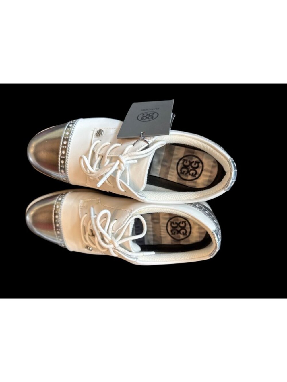 G/Fore Cap Toe Gallivanter Women's Golf Shoes Size 7 US 38 EUR White Silver New - Picture 2 of 7